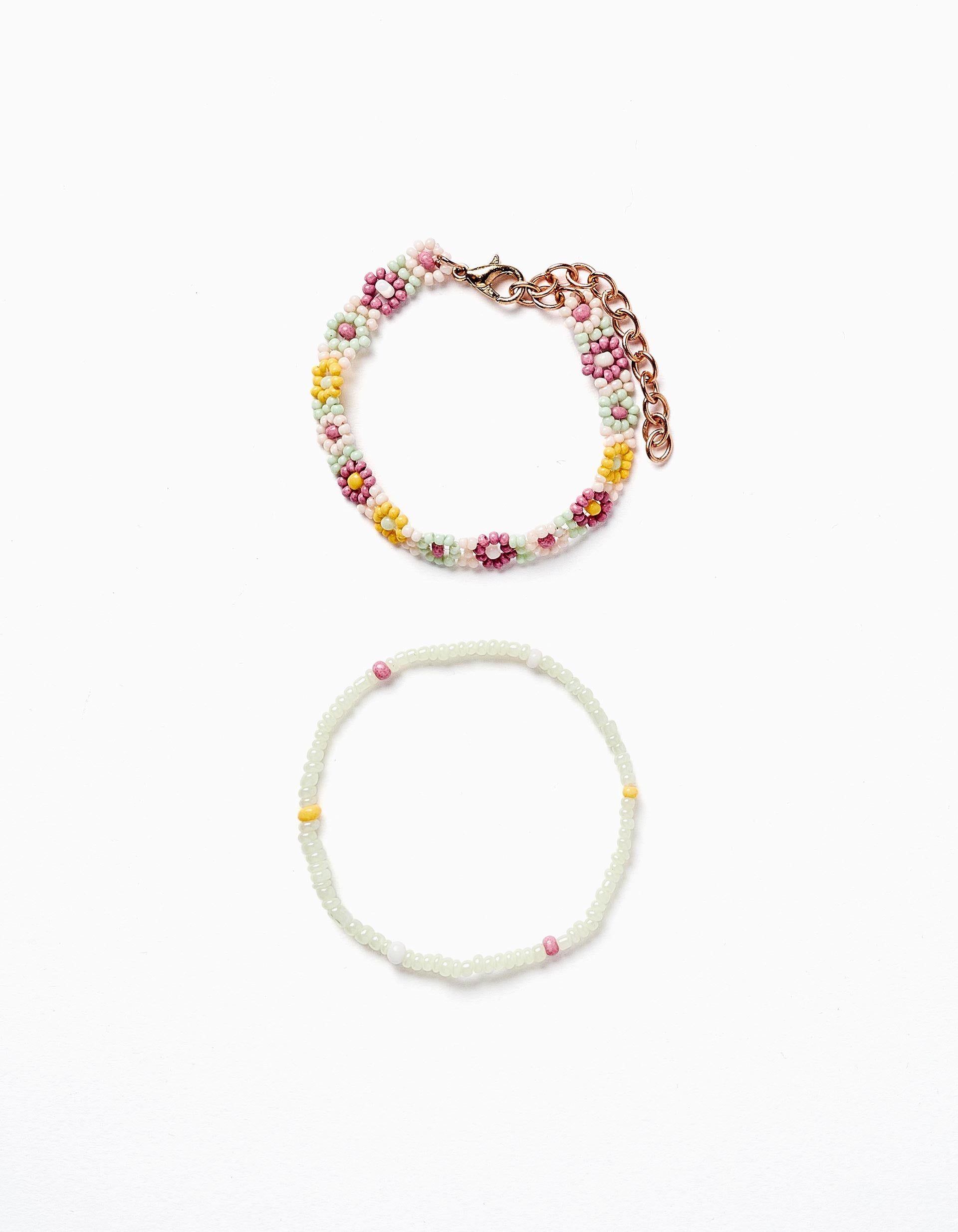 Pack 2 Bracelets with Beads and Flowers for Babies and Girls, Multicolour