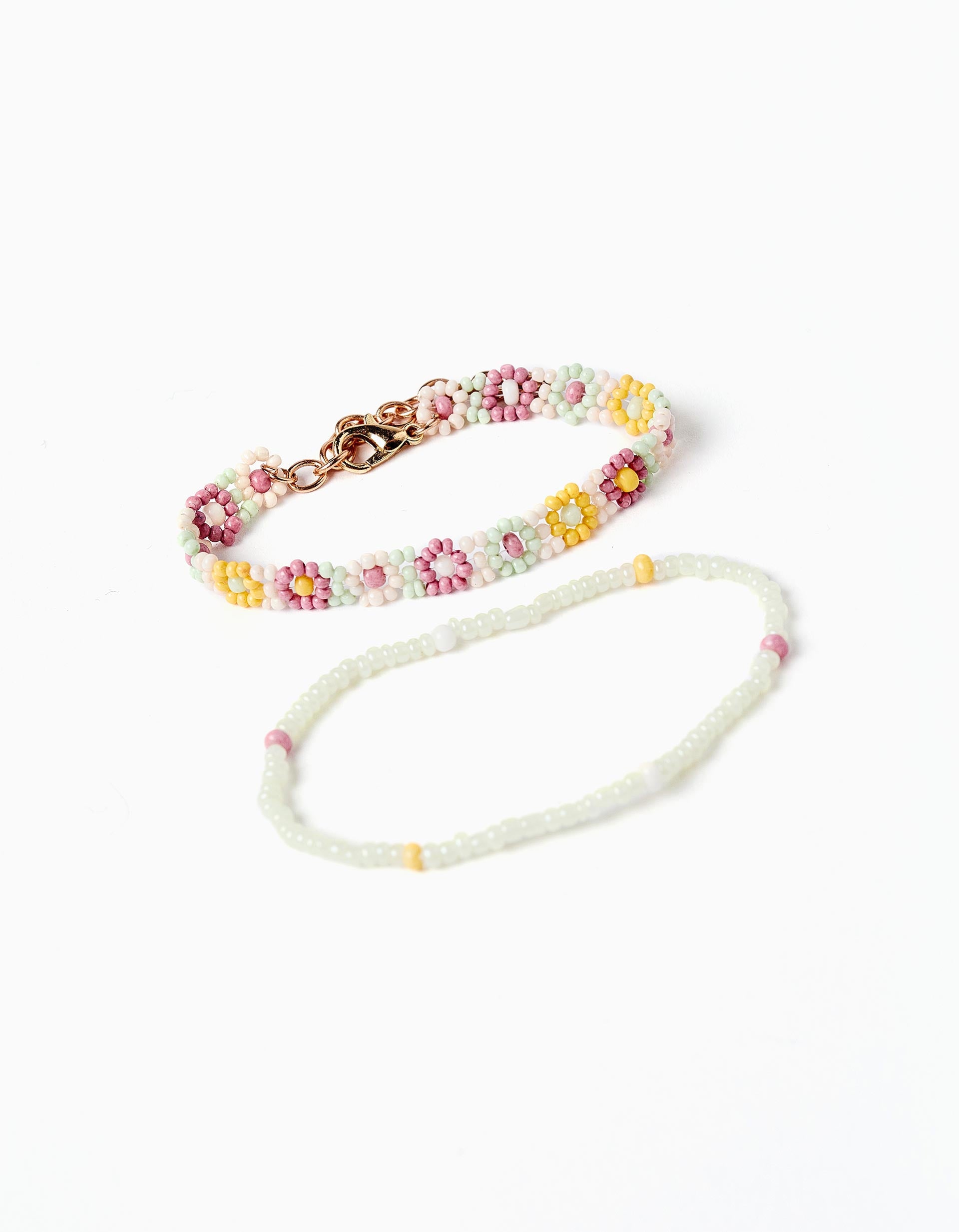 Pack 2 Bracelets with Beads and Flowers for Babies and Girls, Multicolour