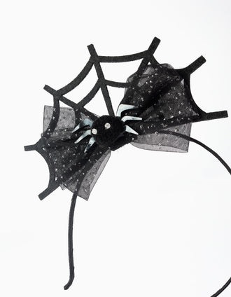 Serre-tête avec Tulle pour Bébé et Fille 'Toile d'Araignée', Noir