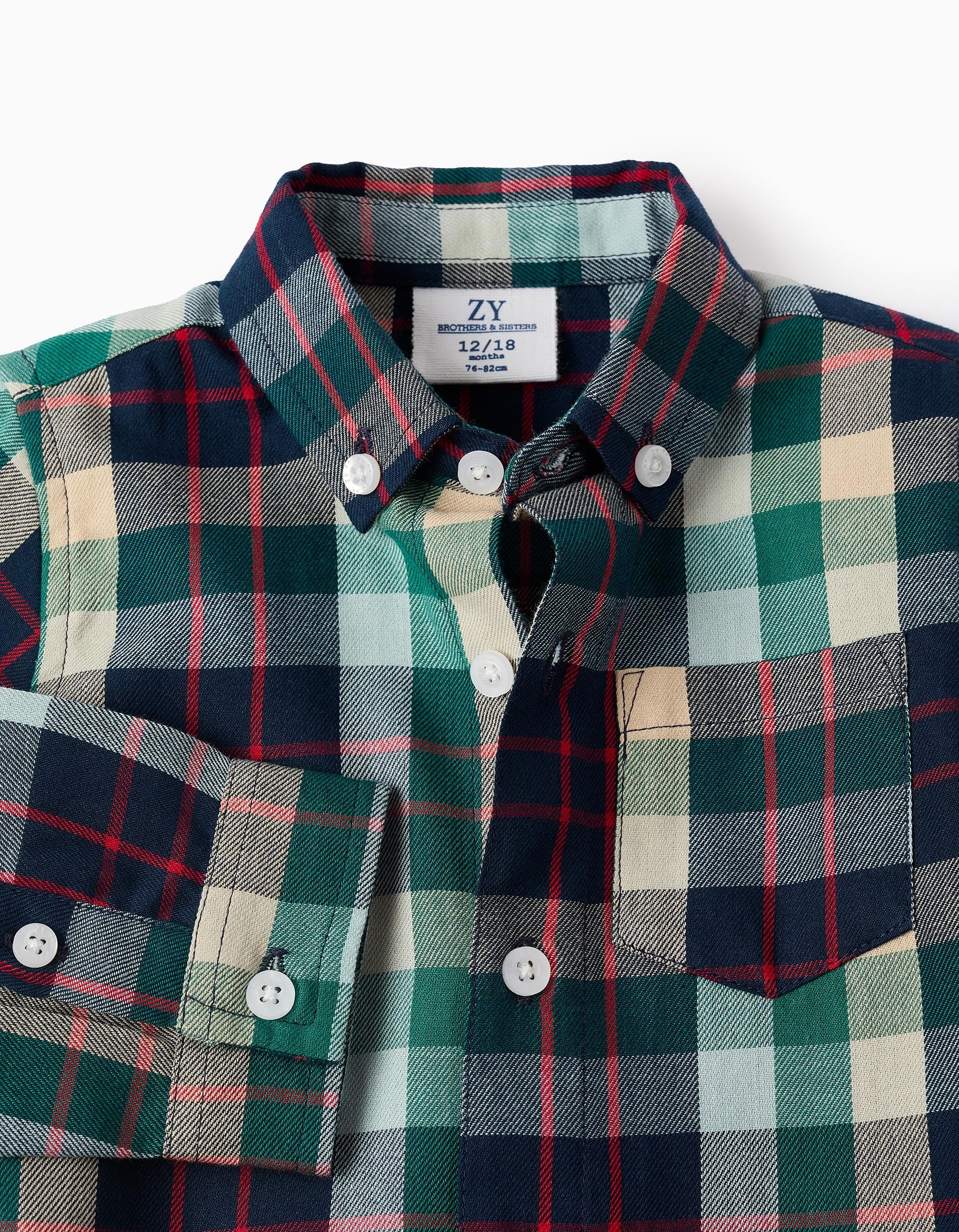 Checked Cotton Shirt for Baby Boys 'B&S', Green