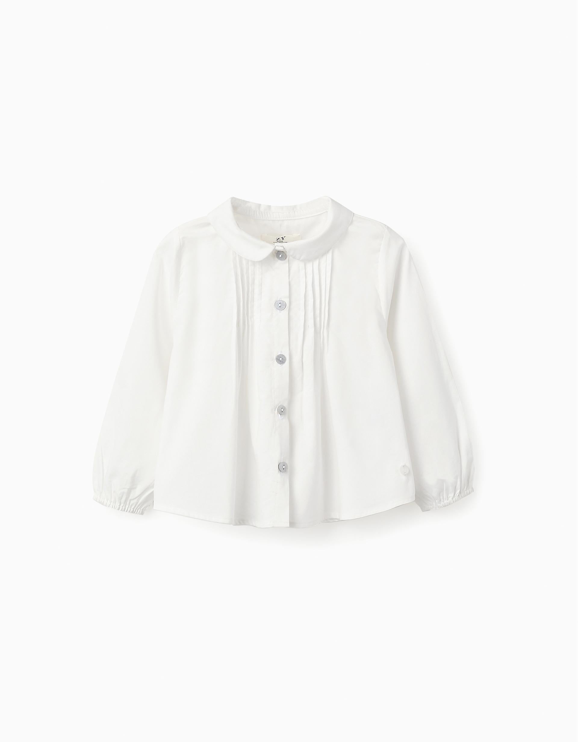 Cotton Shirt for Baby Girls, White