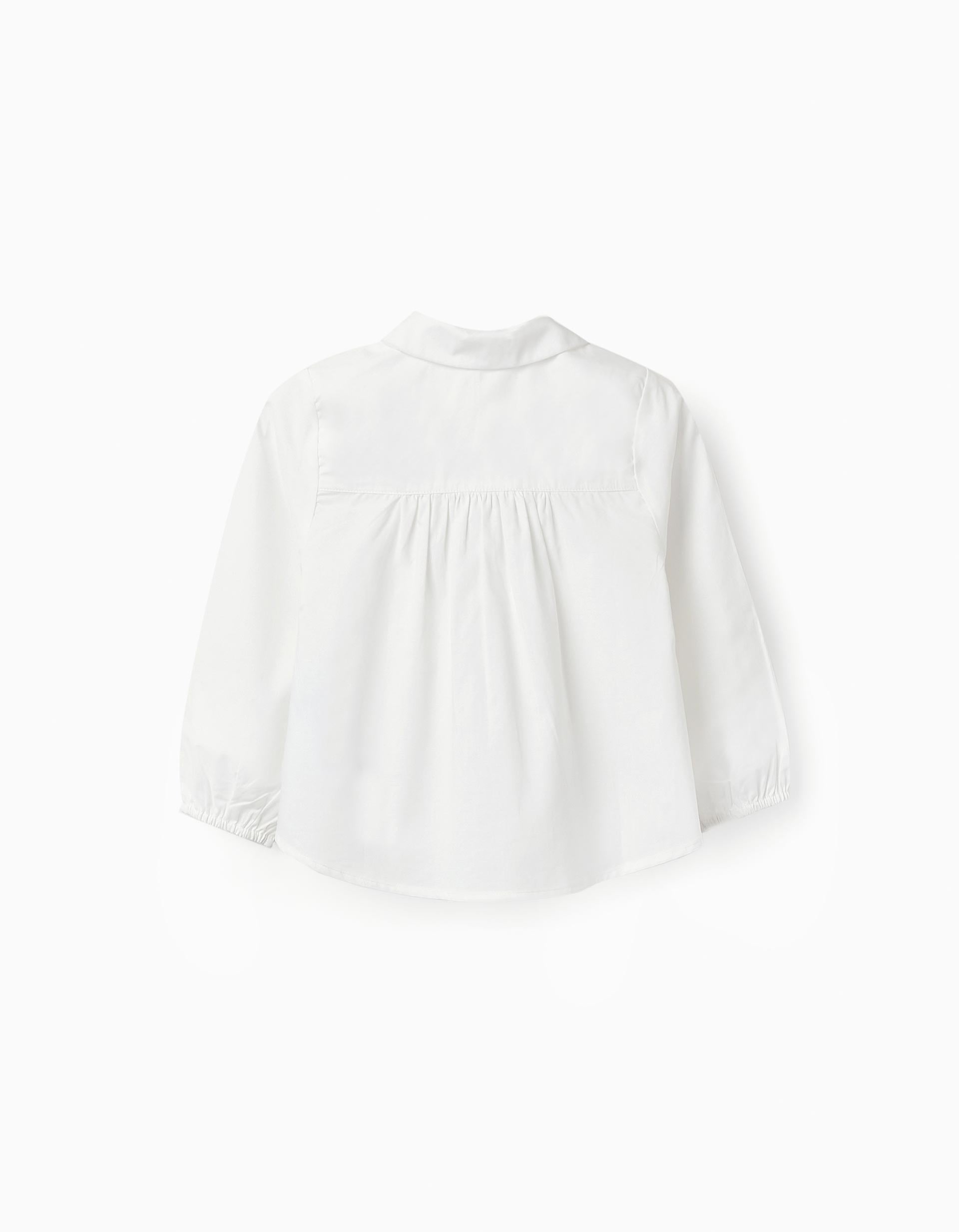 Cotton Shirt for Baby Girls, White