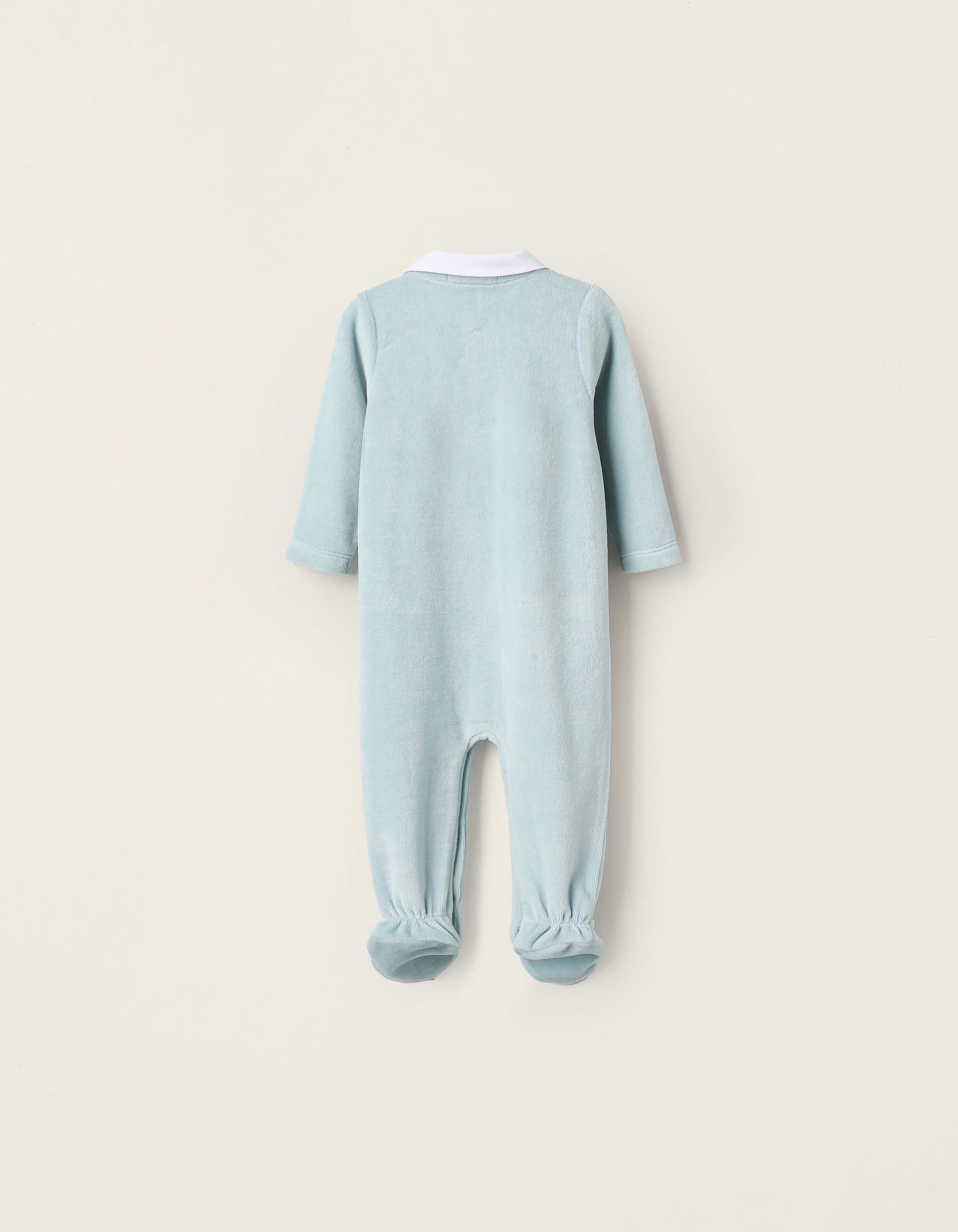 Velours Plisse Sleepsuit for Newborns, Blue