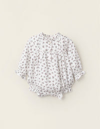 Mono Floral de Algodón para Recién Nacida, Blanco