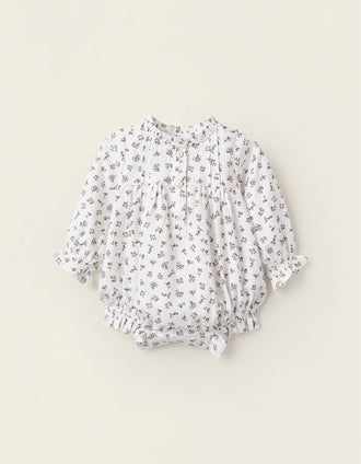 Mono Floral de Algodón para Recién Nacida, Blanco