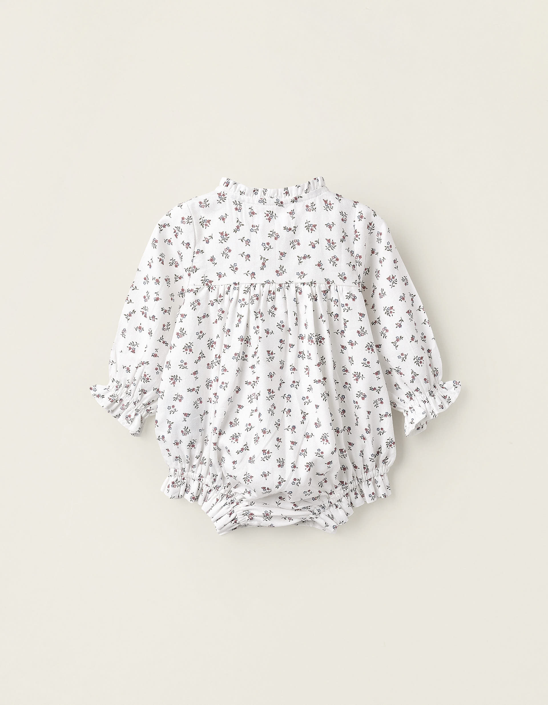 Floral Cotton Jumpsuit for Newborn Girls, White