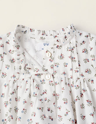Mono Floral de Algodón para Recién Nacida, Blanco