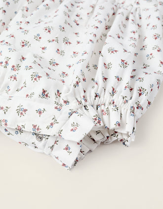 Mono Floral de Algodón para Recién Nacida, Blanco