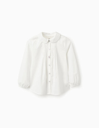 Camisa de Algodón para Niña, Blanco