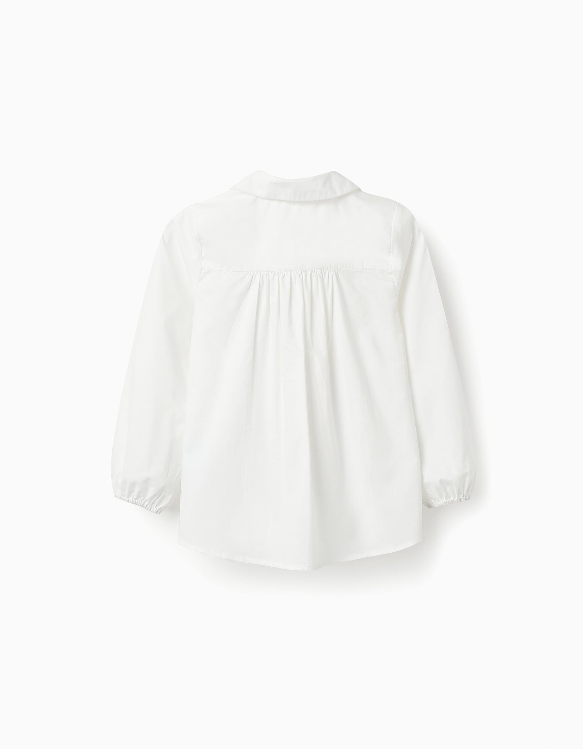 Cotton Shirt for Girls, White