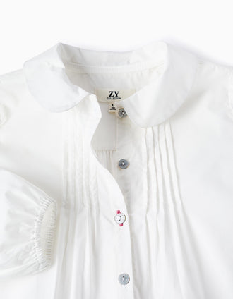 Camisa de Algodón para Niña, Blanco