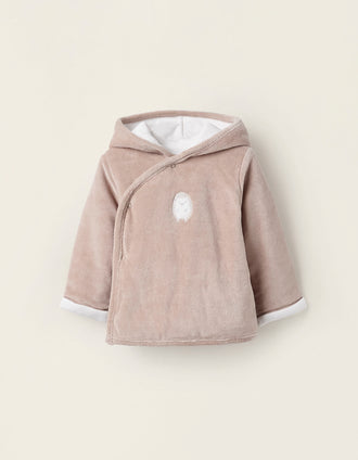 Chaqueta Acolchada de Terciopelo para Recién Nacido, Beige