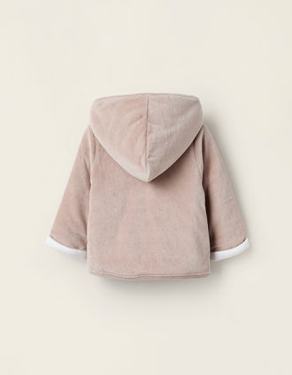 Chaqueta Acolchada de Terciopelo para Recién Nacido, Beige