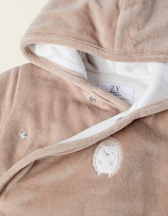 Chaqueta Acolchada de Terciopelo para Recién Nacido, Beige