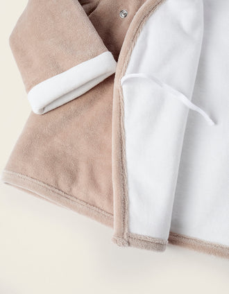 Chaqueta Acolchada de Terciopelo para Recién Nacido, Beige