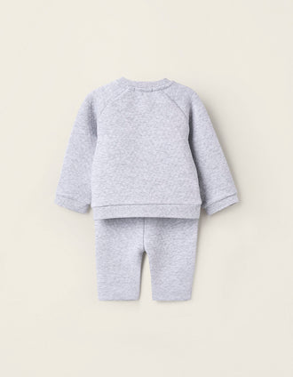 Conjunto con Textura Waffle para Recién Nacido, Gris