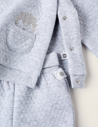 Conjunto con Textura Waffle para Recién Nacido, Gris
