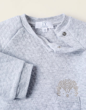 Conjunto con Textura Waffle para Recién Nacido, Gris