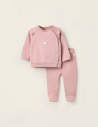 Conjunto Cardado com Orelhinhas para Recém-Nascida, Rosa