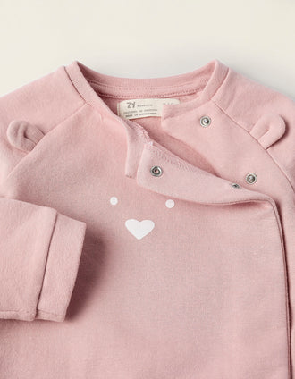 Conjunto Cardado com Orelhinhas para Recém-Nascida, Rosa
