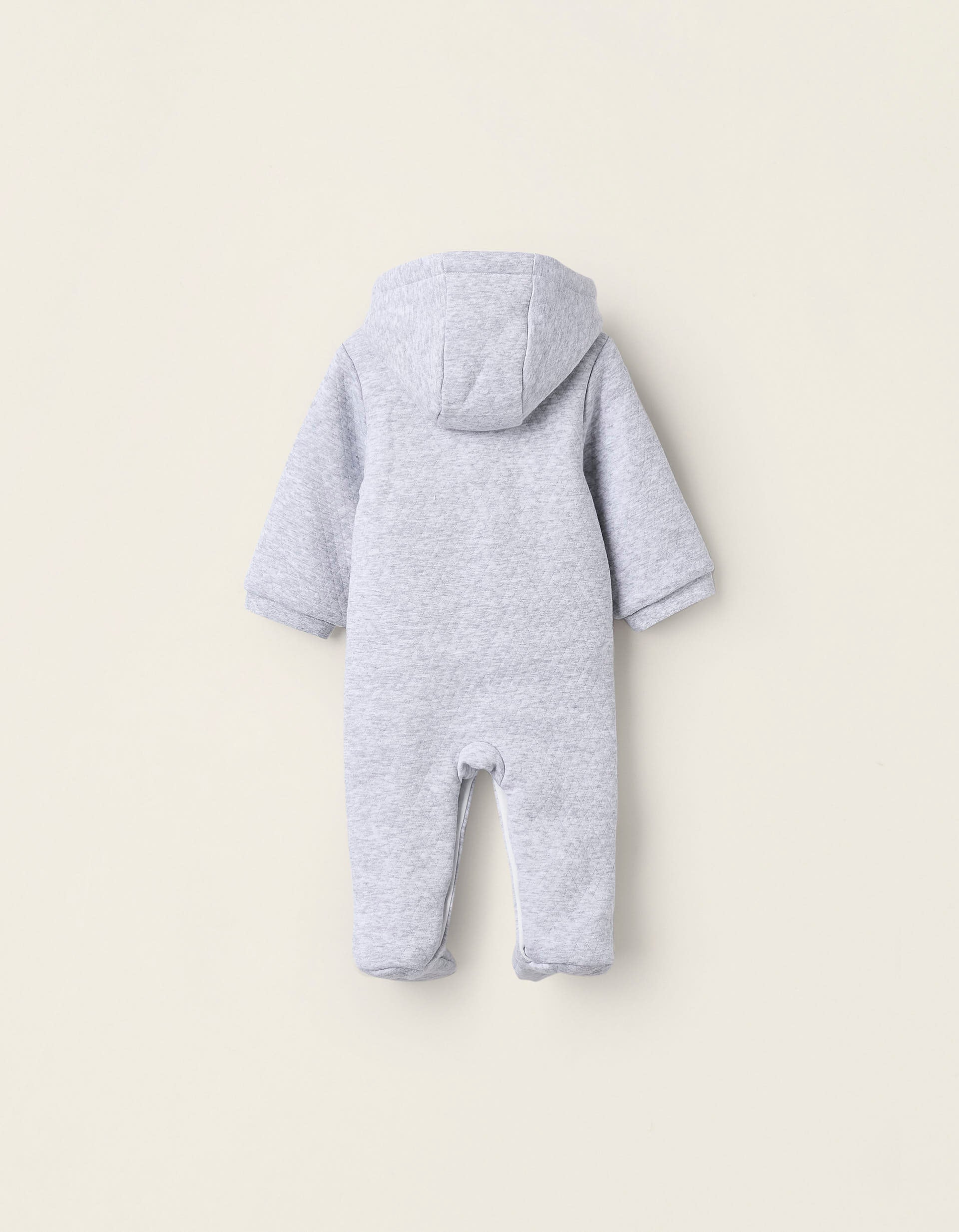 Padded Hooded Sleepsuit for Newborns 'Bear', Grey