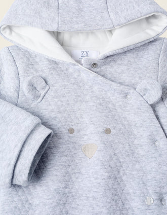 Pelele Acolchado con Capucha para Recién Nacido 'Osito', Gris