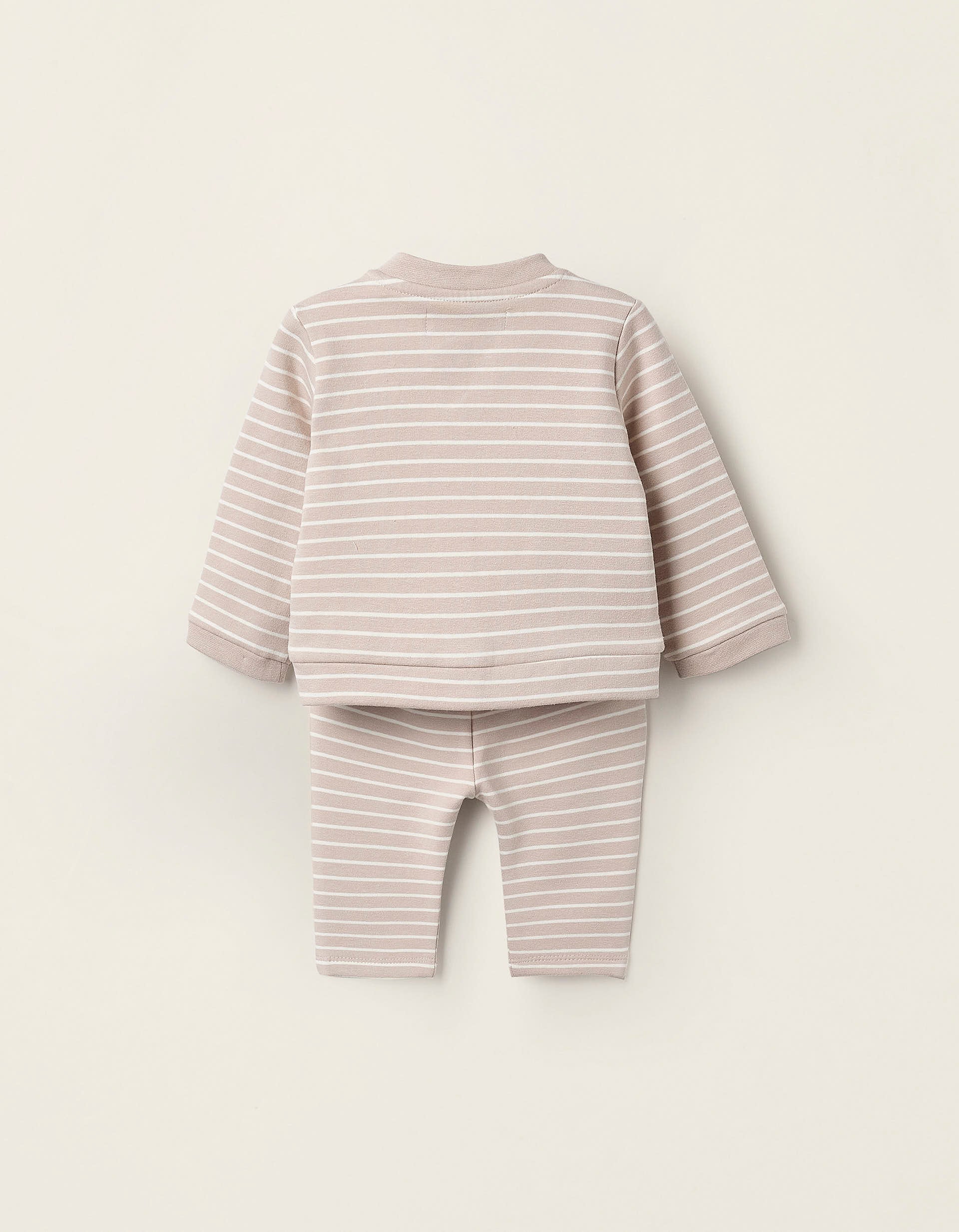 Striped Brushed Cotton Set for Newborns, White