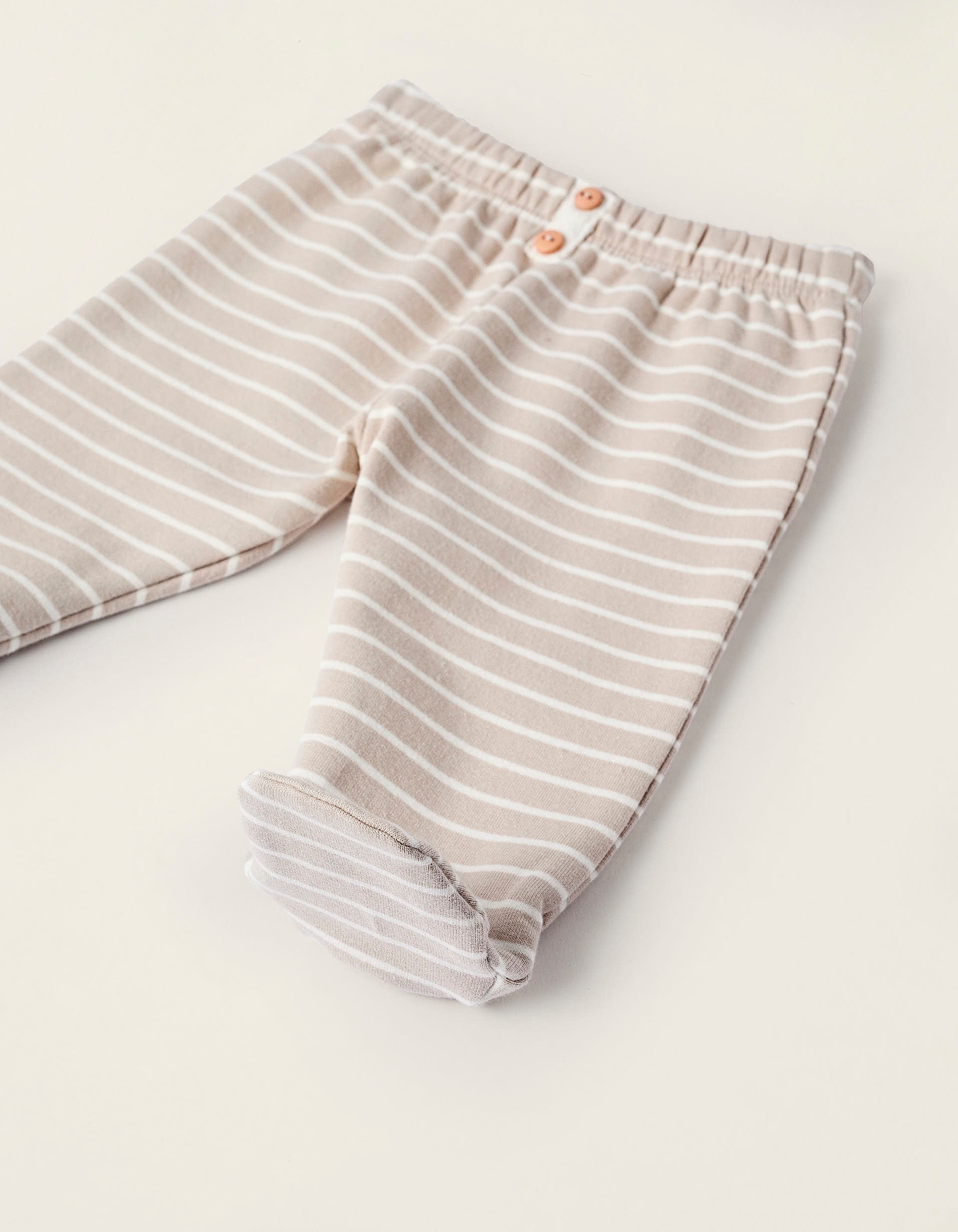 Striped Brushed Cotton Set for Newborns, White