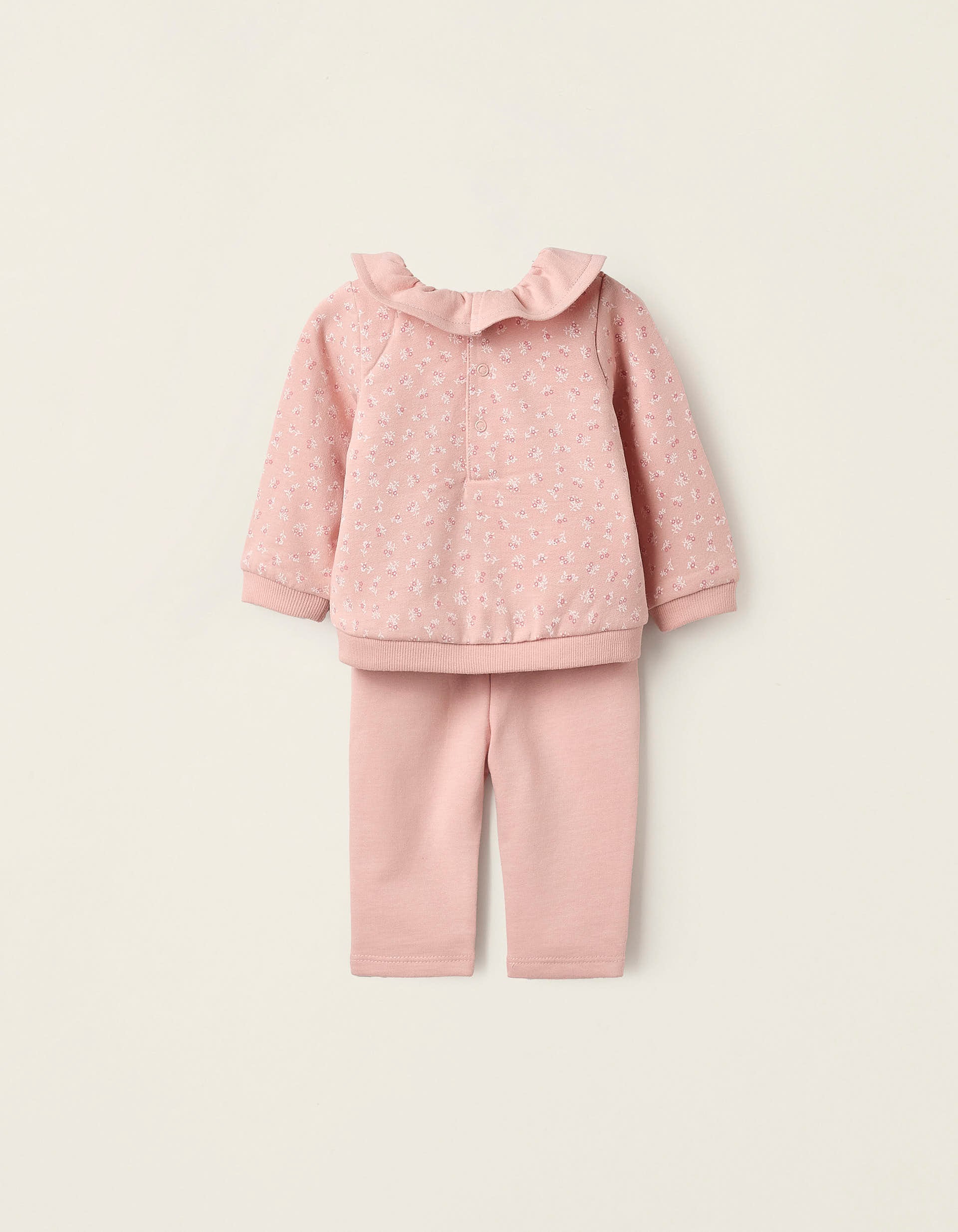 Sweatshirt + Footed Trousers for Newborn Girls 'Flowers', Pink