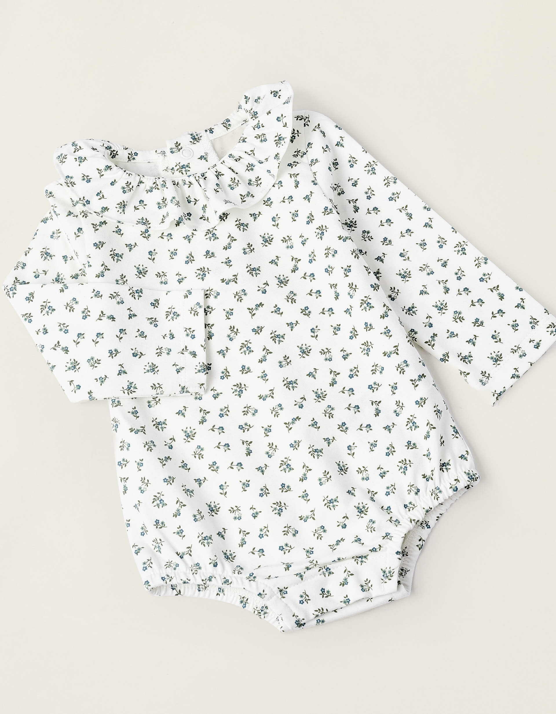 Bodysuit + Dress + Bloomers for Newborns, White/Green