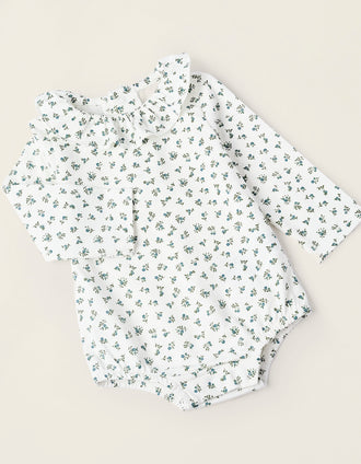 Body + Vestido + Tapa-Fralda para Recém-Nascido, Branco/Verde