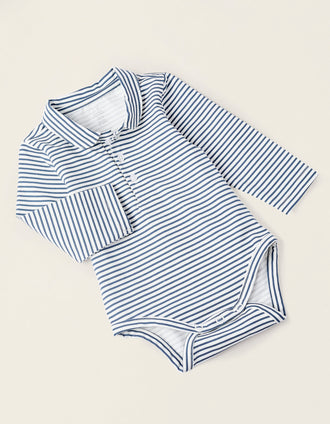 Body + Macacão para Recém-Nascido, Branco/Azul