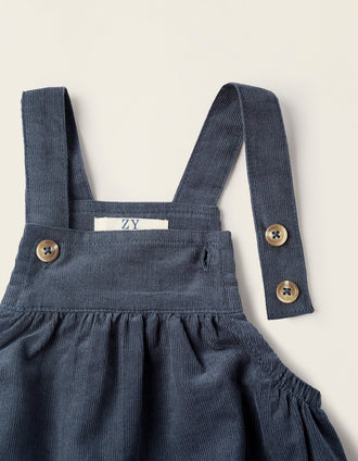 Bodysuit + Jumpsuit for Newborns, White/Blue