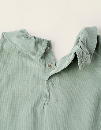 Vestido + Cubrepañal de Pana para Recién Nacida, Verde