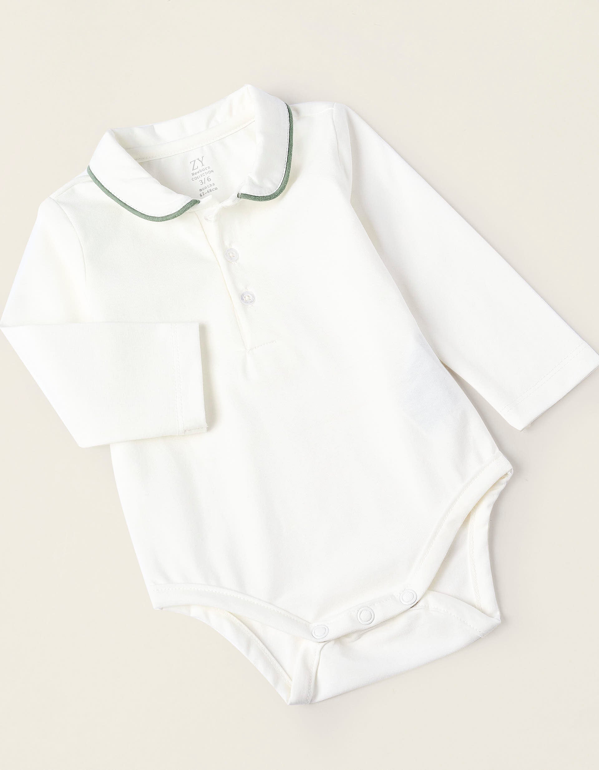 Bodysuit + Corduroy Jumpsuit for Newborn Babies, White/Green