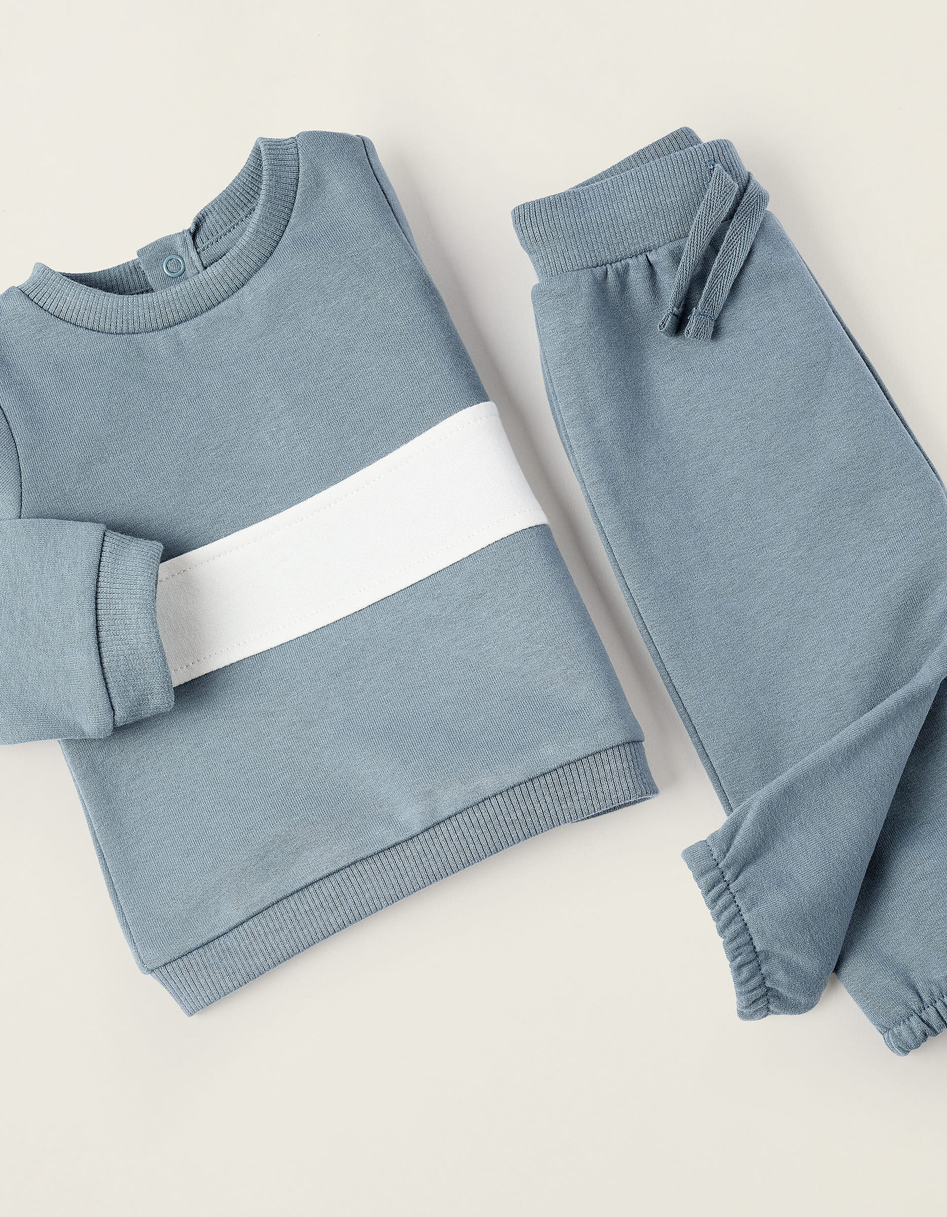 Sweatshirt + Footed Trousers for Newborns, Blue