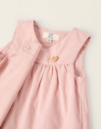 Robe en Velours Côtelé pour Nouveau-née, Rose