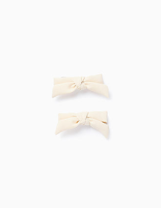 Pack 2 Ganchos de Cabelo com Laços para Bebé e Menina, Bege