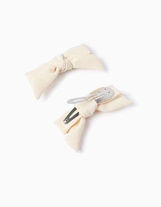Pack 2 Ganchos de Cabelo com Laços para Bebé e Menina, Bege