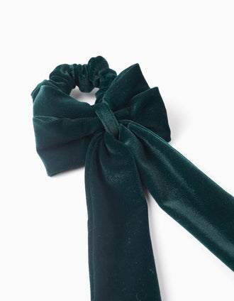 Coletero Scrunchie con Lazo de Terciopelo para Bebé y Niña, Verde
