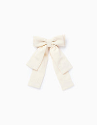 Barrette à Cheveux avec Noeud et Broderies pour Bébé et Fille, Beige
