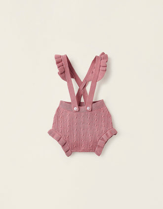 Chaqueta + Mono de Punto para Recién Nacida, Rosa