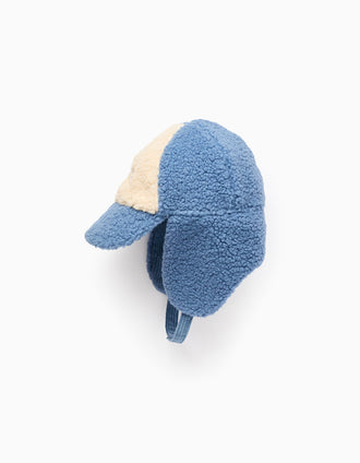 Gorro Aviador en Sherpa para Bebé y Niño 'ZY96', Azul/Blanco