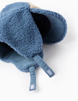 Chapéu Aviador em Sherpa para Bebé e Menino 'ZY96', Azul/Branco