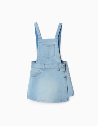 Peto Vaquero con Falda-Pantalón para Niña, Azul