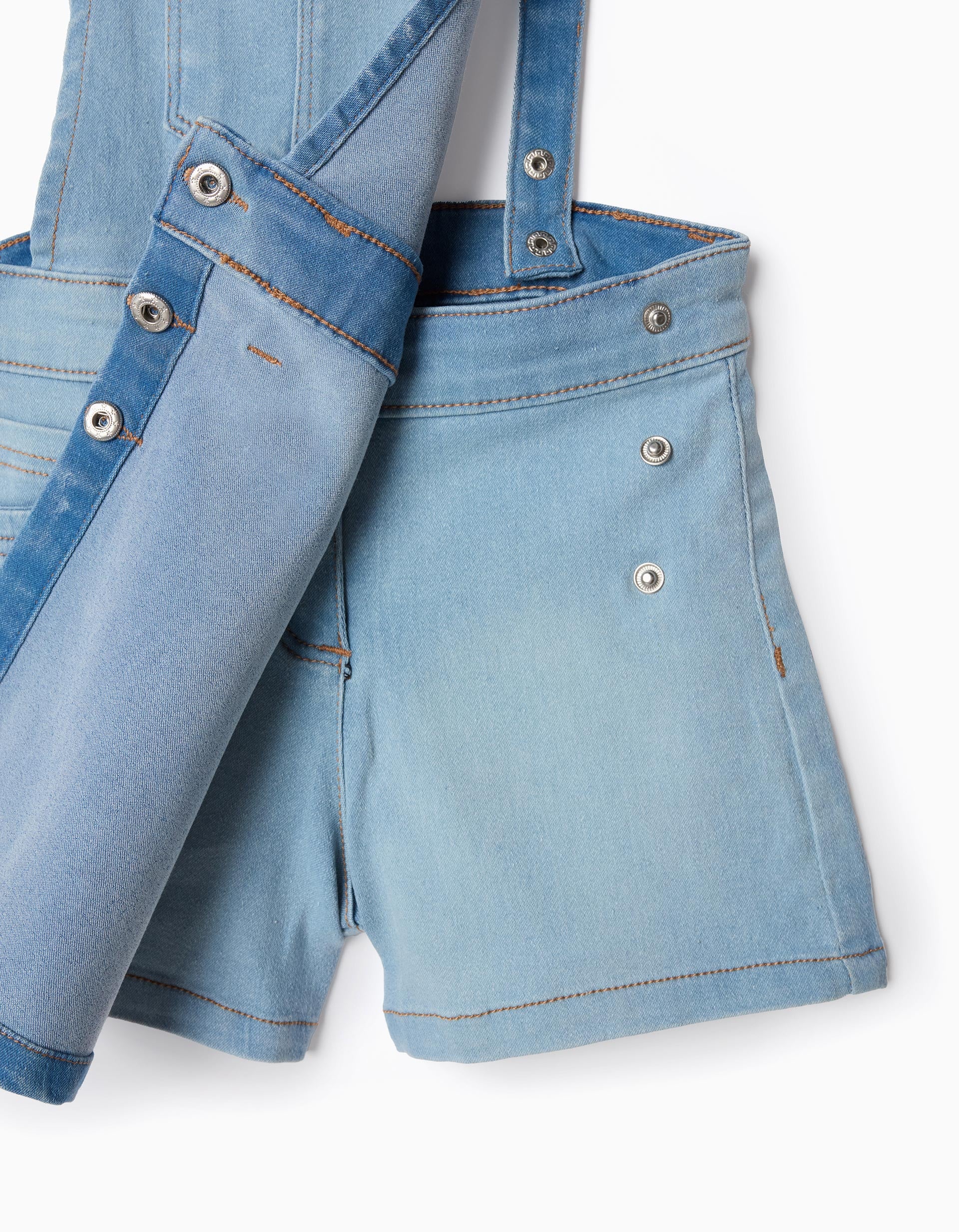 Denim Dungarees with Skort for Girls, Blue