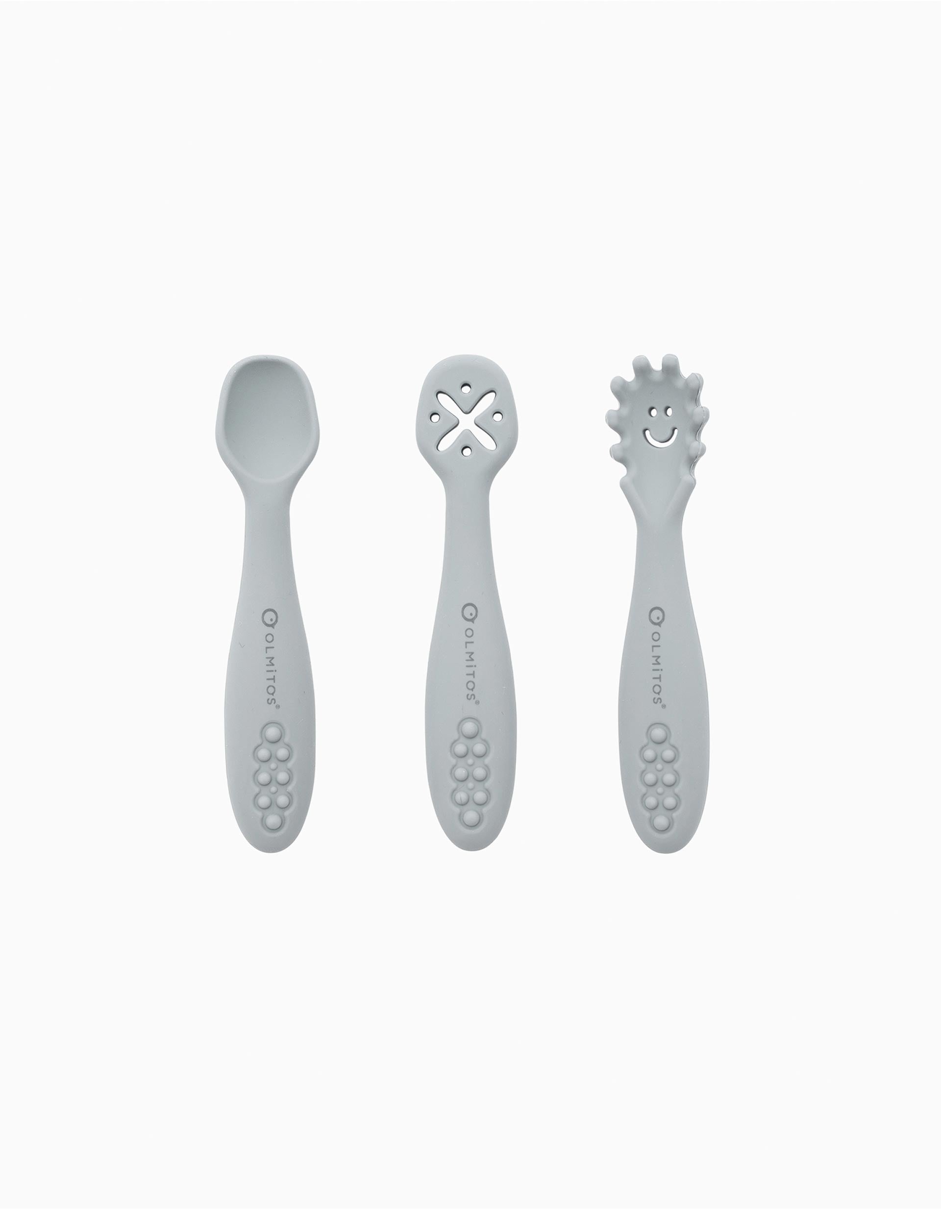 Conjunto 3 Talheres para Bebé Olmitos, Cinza