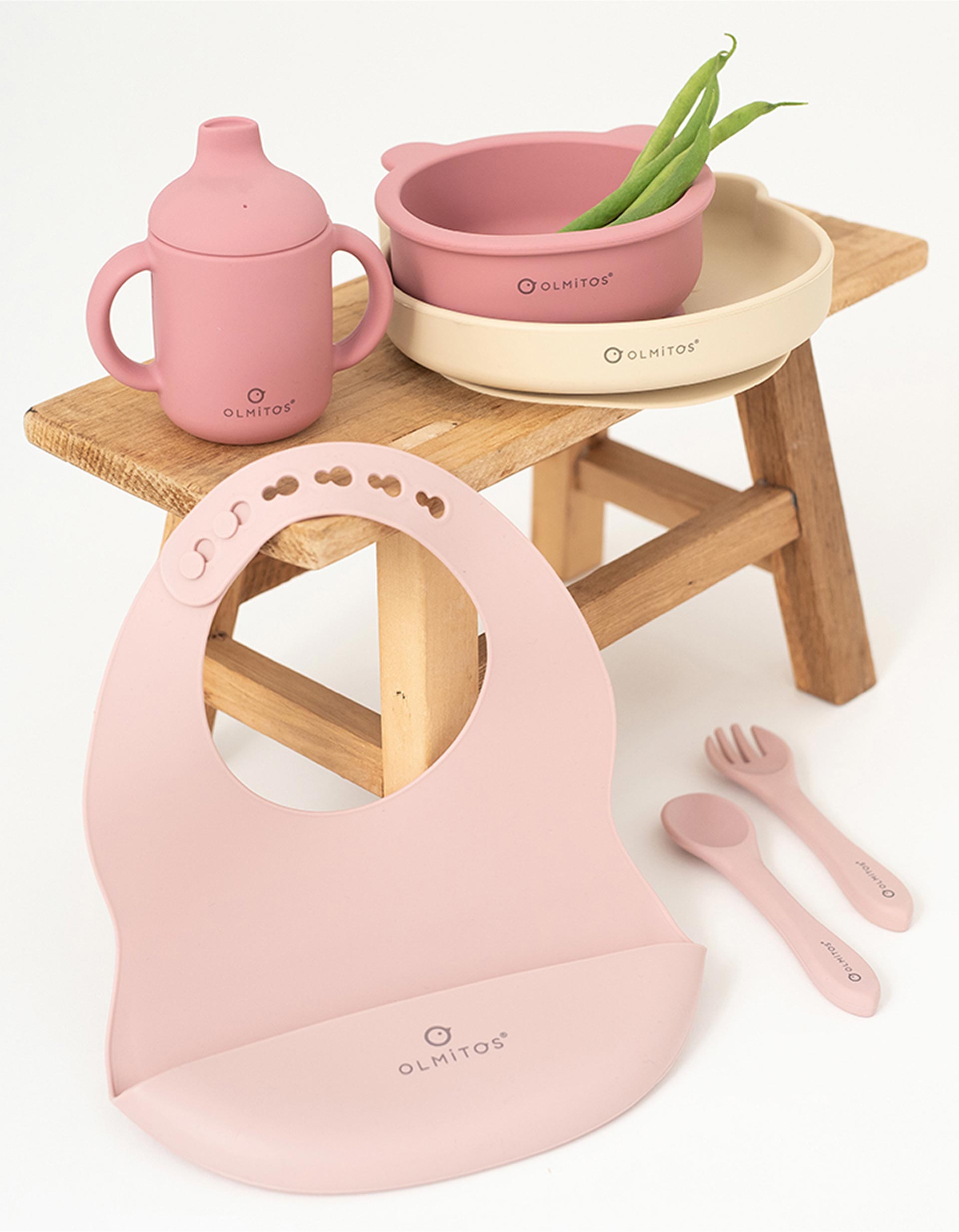 Conjunto De Alimentação para Bebé Olmitos 7Pcs, Rosa