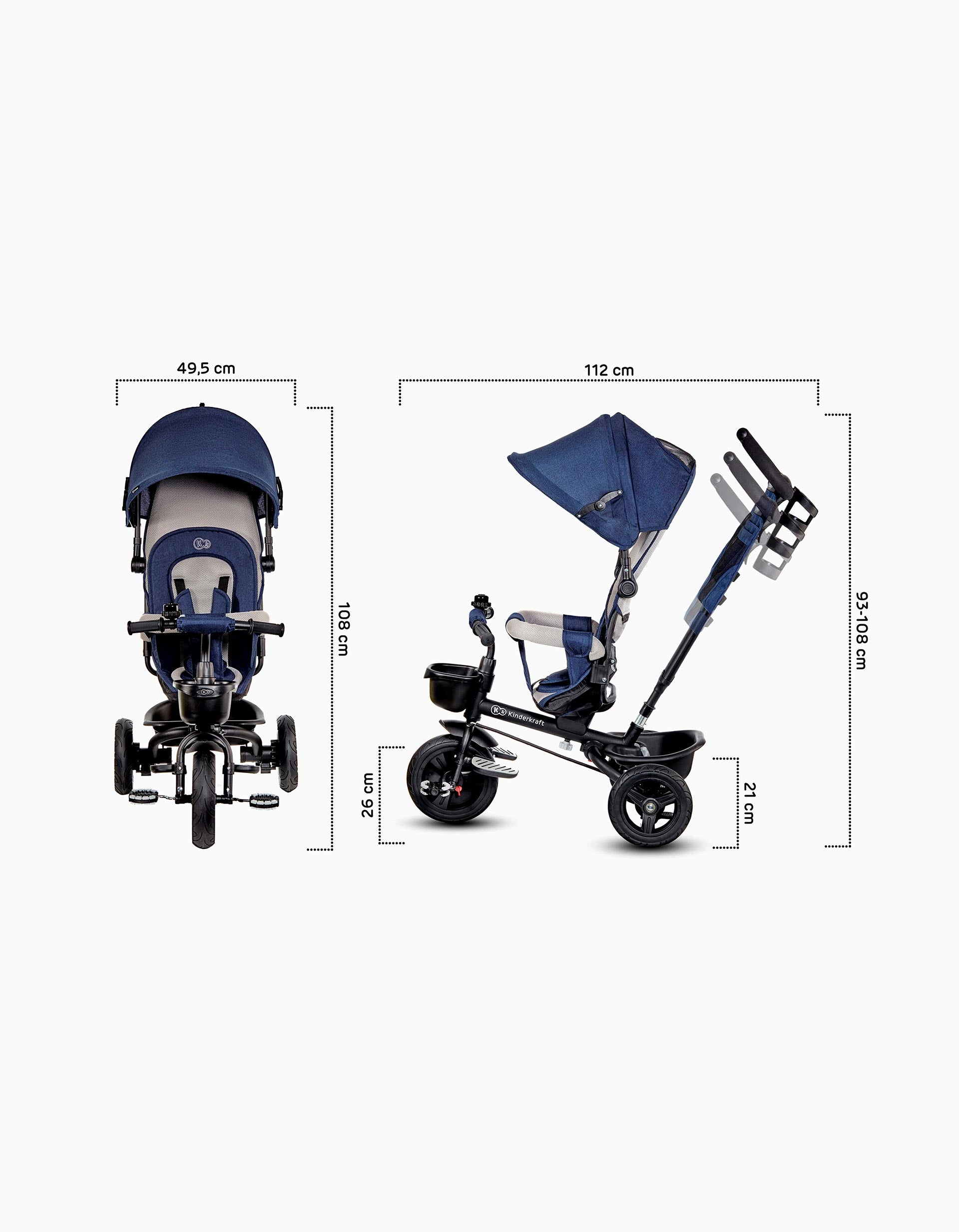 Triciclo Evolutivo Kinderkraft Aveo 9M+, Blue