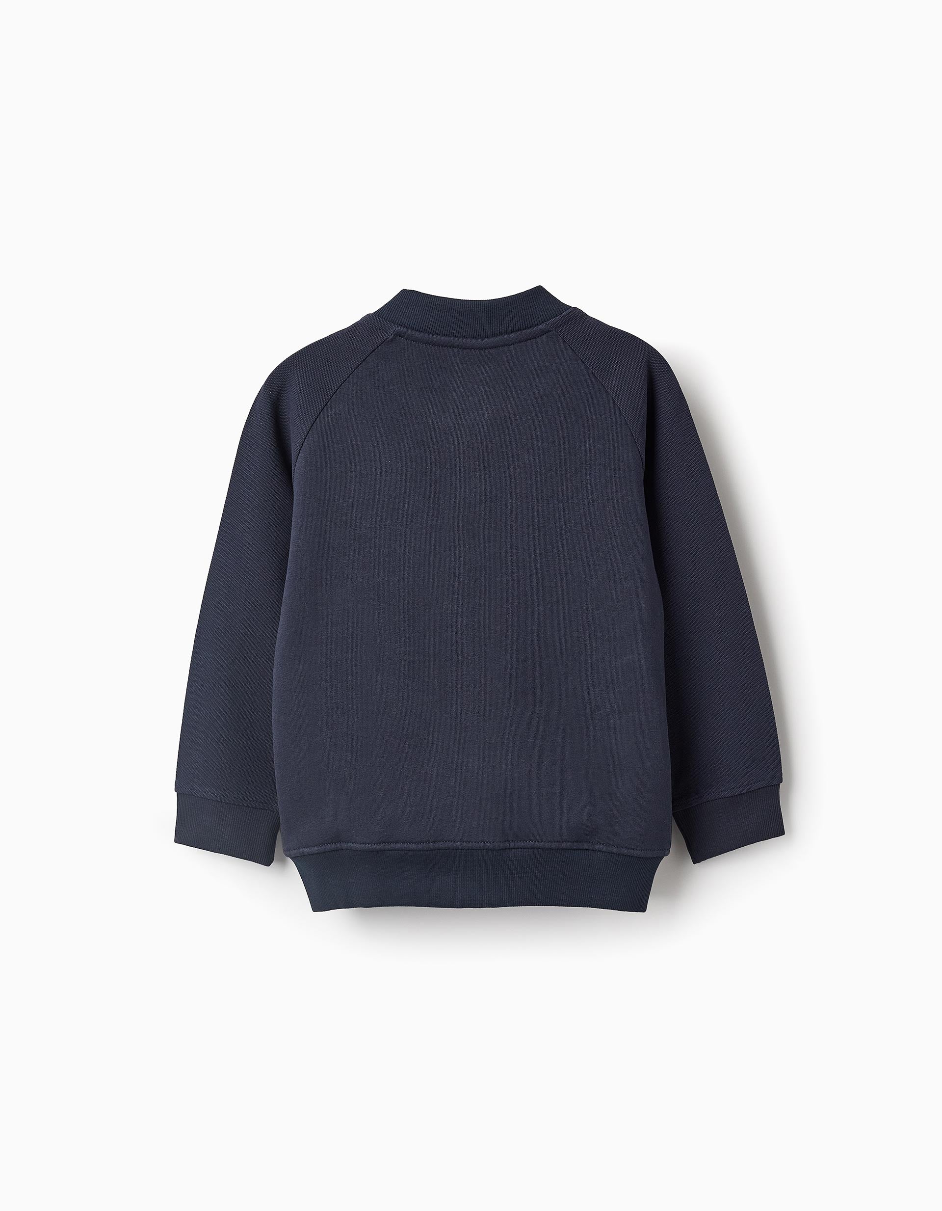 Cotton and Piqué Jacket for Boys, Dark Blue